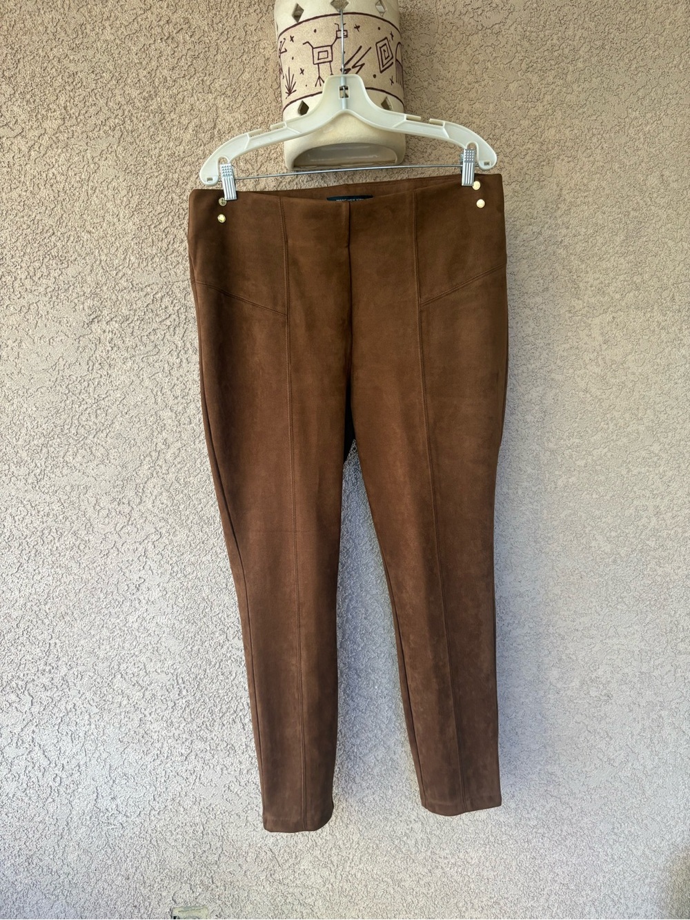 Marc New York Brown Faux Suede Skinny Pants XL